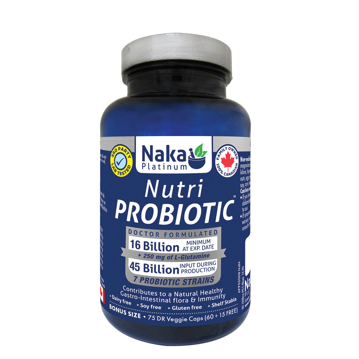 Bonus Size) Platinum Nutri Probiotic - 75 DR vcaps – Naka Pro