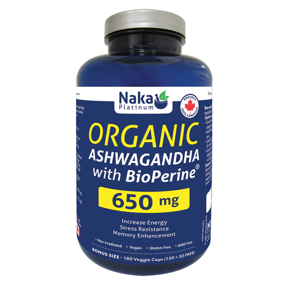 Bonus Size) Platinum Ashwagandha with BioPerine - 75/180 vcaps