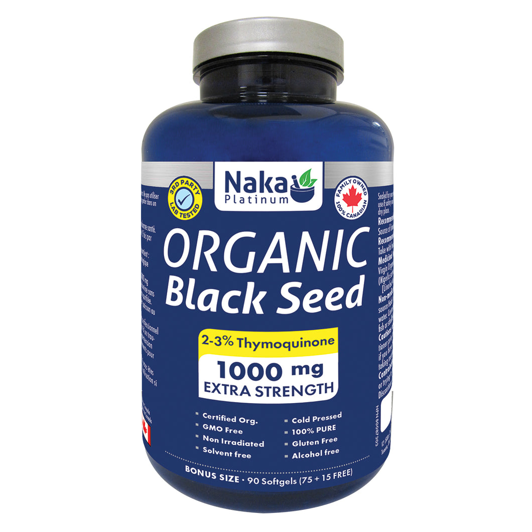 (Bonus Size) Platinum Organic Black Seed Oil 1000mg - 90 softgels