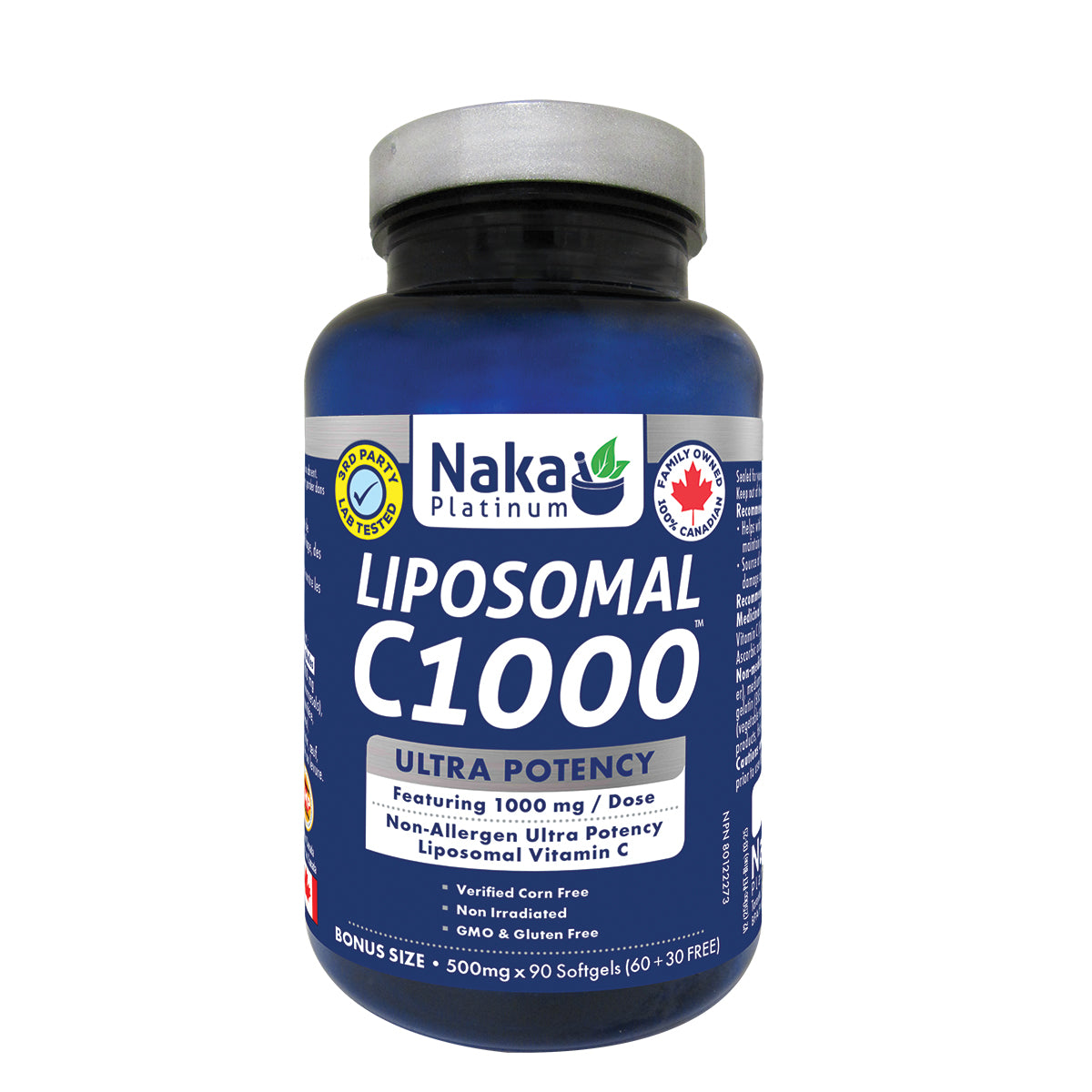 Bonus Size) Platinum Liposomal Vitamin C 1000mg - 180/90 softgels Naka Pro Bonus Size) Platinum Liposomal Vitamin C 1000mg - 180/90 softgels Naka Pro