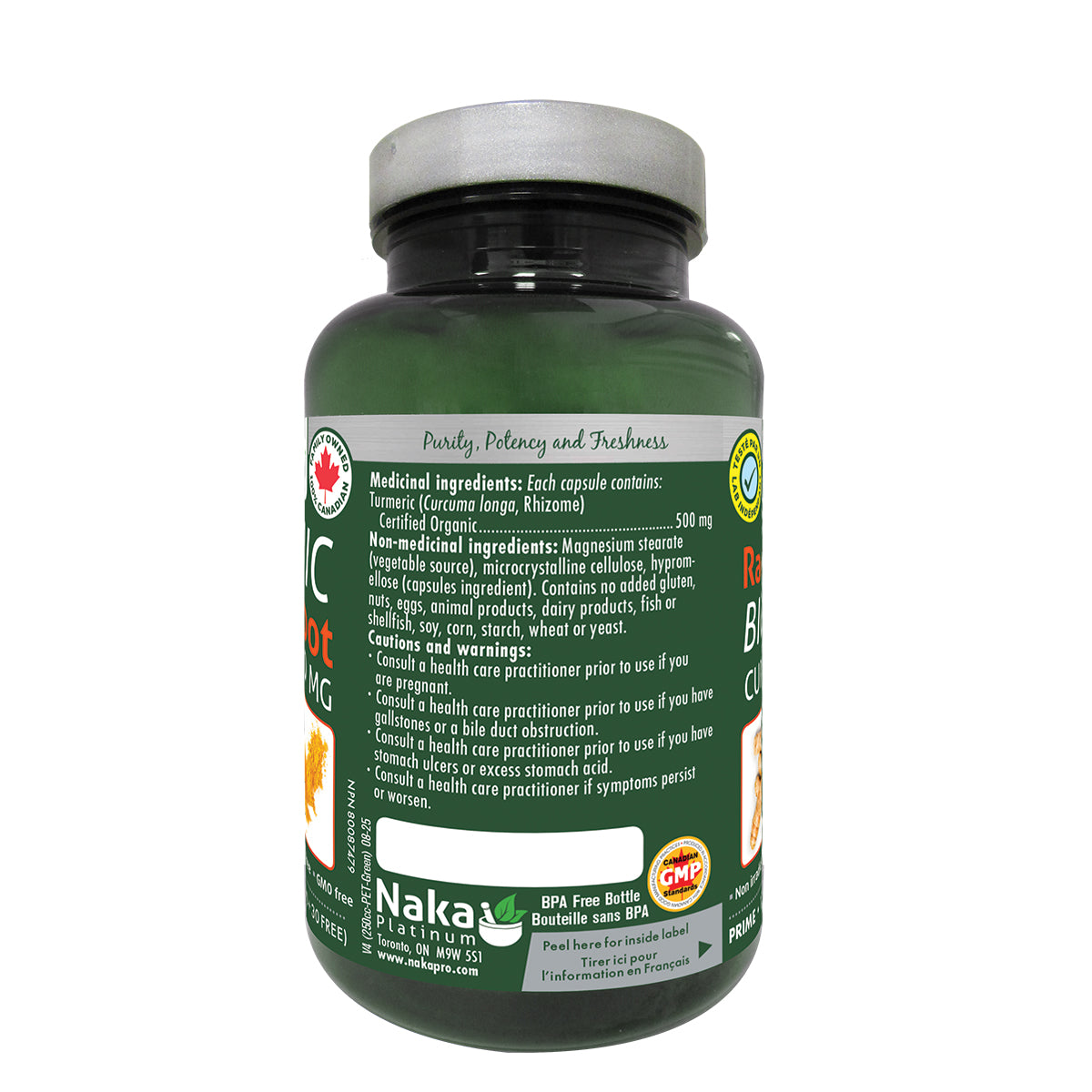 Turmeric Powder Bonus (Bonus Size) Platinum Organic Whole Root Turmeric - 120 vcaps – Naka Pro
