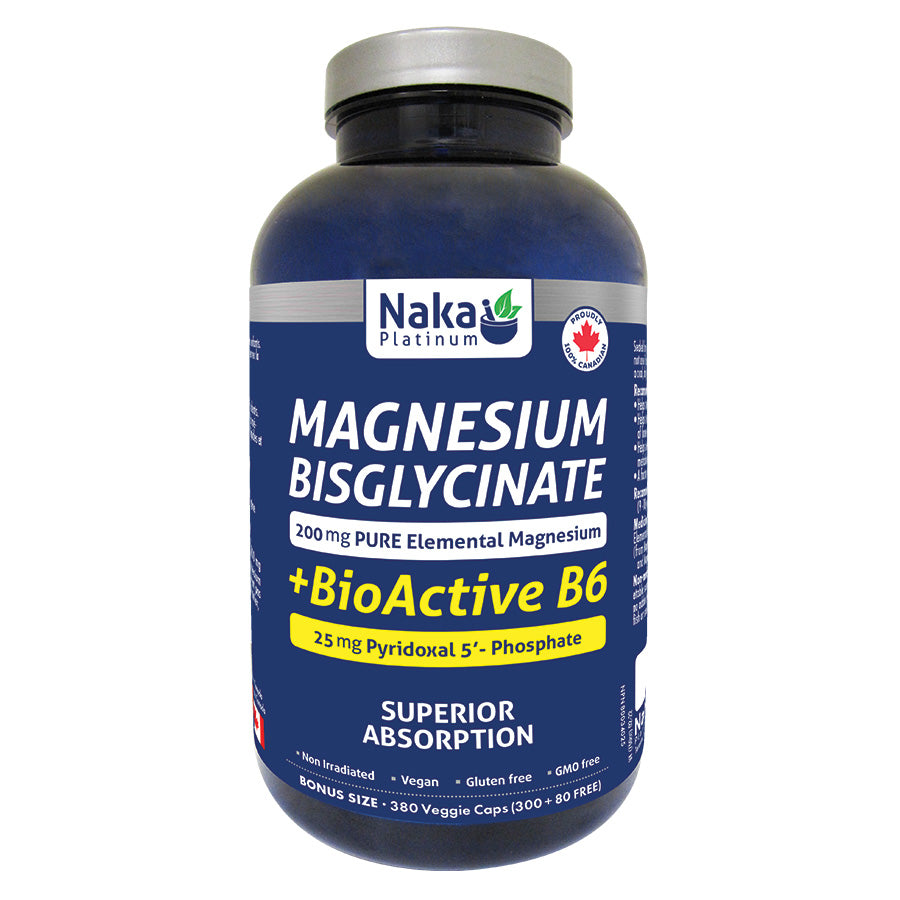 (Bonus Size) Platinum Magnesium Bisglycinate + BioActive B6 - 230 or 380 vcaps
