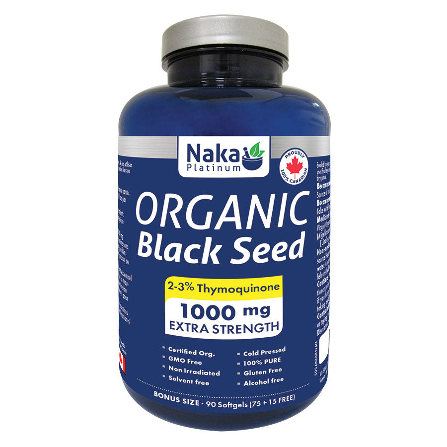 (Taille bonus) Huile de graines noires biologique Platinum 1000 mg - 90 gélules