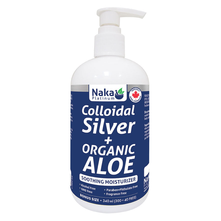 (Taille bonus) Argent colloïdal platine + Gel d'aloès biologique - 340 ml